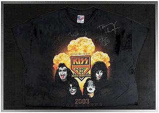Kiss 2003 "Tour Corps" Autographed T-Shirt Display.