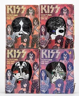 Kiss Set of Four Vintage Halloween Costumes and Masks.