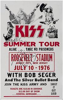 Kiss 1976 Autographed Summer Tour Window Card.