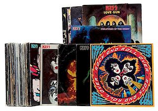 Collection of 38 Kiss LPs and 45s, Plus Other Heavy Metal Records.