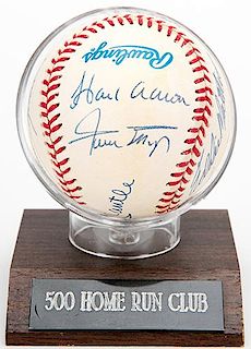 500 Home Run Club Baseball Signed by Eleven Players.