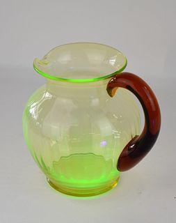 VASELINE & AMBER URANIUM GLASS PITCHER