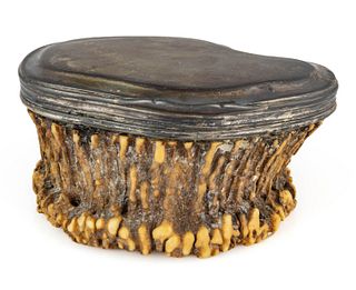 18TH CENTURY GERMAN 0.750 SILVER AND ANTLER BOX