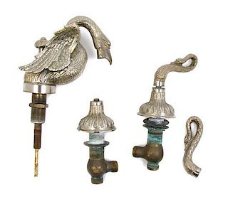 A Set of Three Empire Style Silvered Metal Hardware Articles, Height of tallest overall 9 1/4 inches.