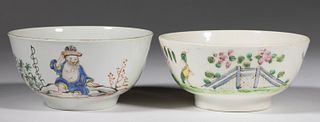 CHINESE EXPORT / ENGLISH PORCELAIN FAMILLE ROSE BOWLS, LOT OF TWO