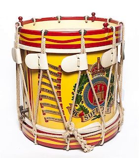 A Decorative Regimental Drum, Height 16 x diameter 15 inches.