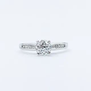 Stunning Crown of Light Cut Solitaire Diamond Ring in 14kt White Gold