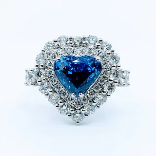Oscar Friedman Heart Sapphire & Diamond Ring