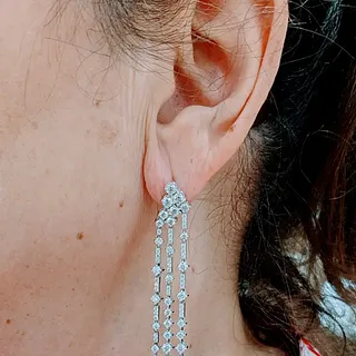Extravagant 4.40ctw Diamond Multi-Row Drop Earrings