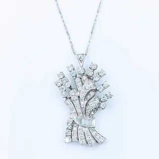 Mid-Century Vintage 3.00ctw Diamond Bouquet Pendant Necklace