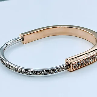 Lock Inspired Two-Tone Bangle Bracelet