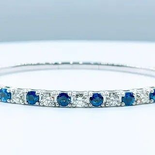 Sapphire & Diamond White Gold Bangle Bracelet