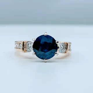Classic Blue Sapphire & Diamond Engagement Ring