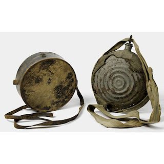 Wooden Canteen and Bull's-eye Canteen, Lot of Two