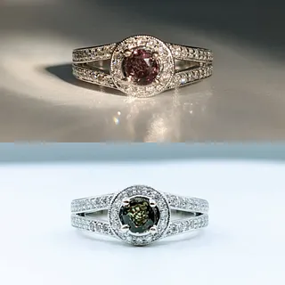 Natural Alexandrite & Diamond Halo Ring