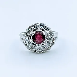 Vibrant Vintage Ruby & Diamond Engagement Set