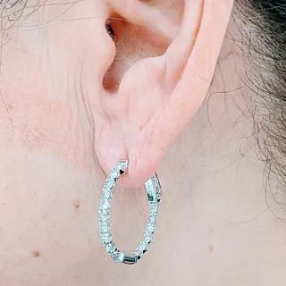 Classic Oval Inside-Out Diamond Hoop Earrings