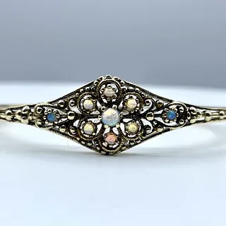 Victorian Opal & 14K Gold Hinged Bracelet