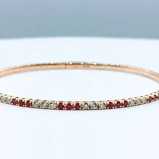 Ruby & Diamond Bangle Flex Bracelet