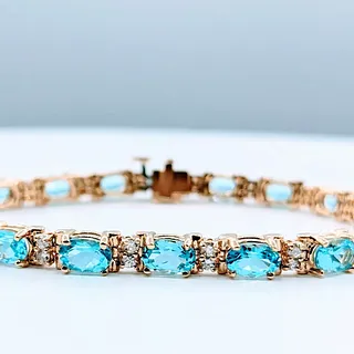 Classy Diamond & Blue Topaz Tennis Bracelet