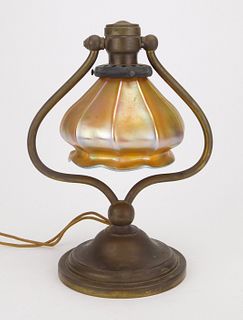 Tiffany style art nouveau bronze desk lamp