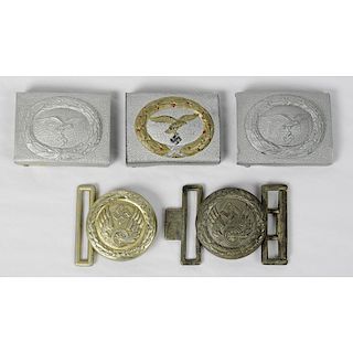 Lot of 5 Buckles Consisting of 2 Railway Officer's and 3 Luftwaffe Buckles