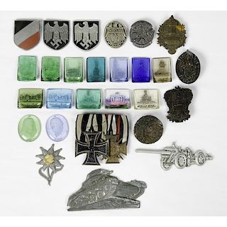 Lot of Nazi Tinnies, Medal Bar and Helmet Plates