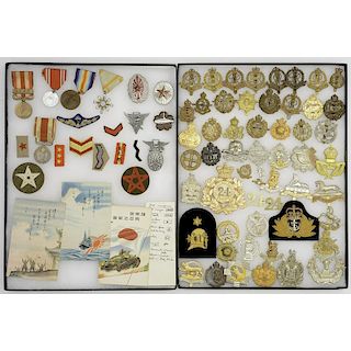 Lot of Japanese World War II Badges and British Cap Badges