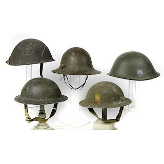 Lot of 5 British World War II and Post War Helmets