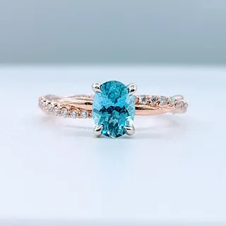Romantic Aquamarine and Diamond Woven Ring