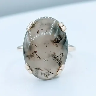 Dendritic Agate & 14K Gold Cocktail Ring