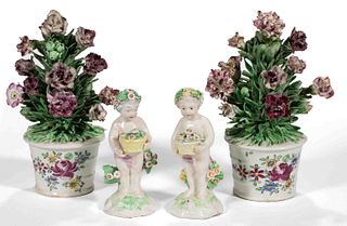 CONTINENTAL PORCELAIN FIGURAL ARTICLE PAIRS, LOT OF TWO