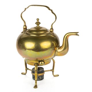 ENGLISH BRASS TEA KETTLE AND STAND