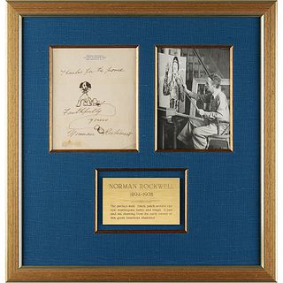 Norman Rockwell Signed Sketch of Dog