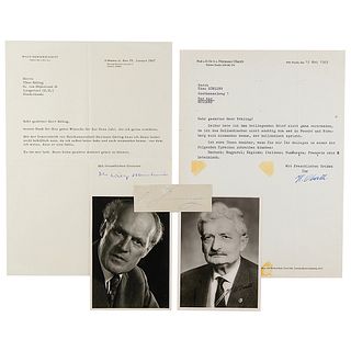 Aviation Pioneers (4) Signed Items &mdash; Willy Messerschmitt, Hermann Oberth, and Igor Sikorsky