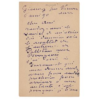 Claude Monet Autograph Letter Signed