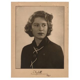 Queen Elizabeth II Signed Photograph as a WWII Sea Ranger