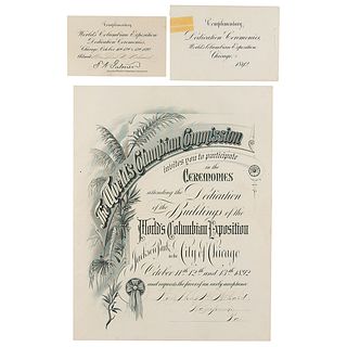 World&#39;s Columbian Exposition 1893 Dedication Program and Invitation