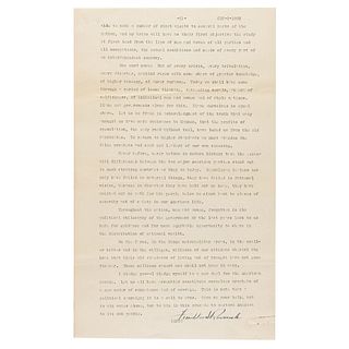 Franklin D. Roosevelt Signed Presidential Nomination Acceptance Speech (1932): "A new deal for the American people"
