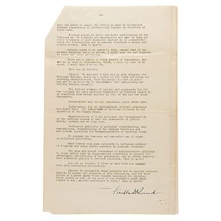 Franklin D. Roosevelt Signed Presidential Campaign Speech (1932)