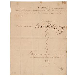 King Louis Philippe Document Signed