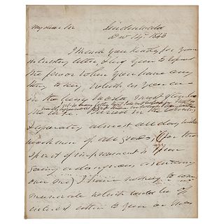 Martin Van Buren Autograph Letter Signed with Free Frank