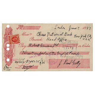 J. Paul Getty Signed Check