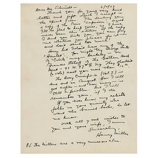 Henry Miller Autograph Letter Signed on Banned Books
