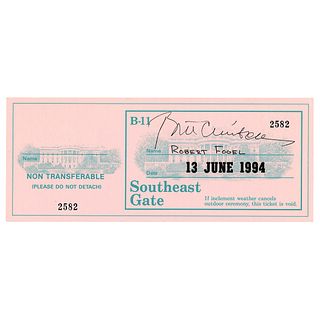 Bill Clinton Signed White House Admission Pass