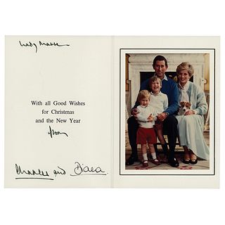 Princess Diana and King Charles III Signed Christmas Card