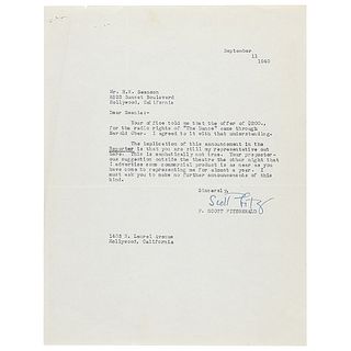 F. Scott Fitzgerald Sends a Sharp Letter to His Former Literary Agent