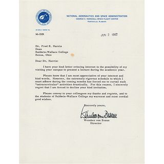 Wernher von Braun Typed Letter Signed