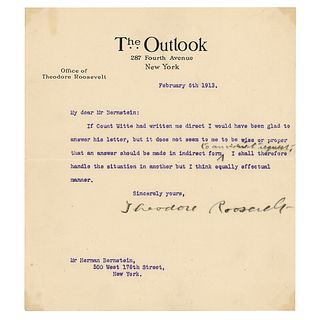 Theodore Roosevelt Typed Letter Signed