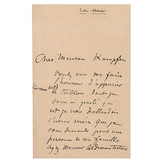Auguste Rodin Autograph Letter Signed to Louvre Manager